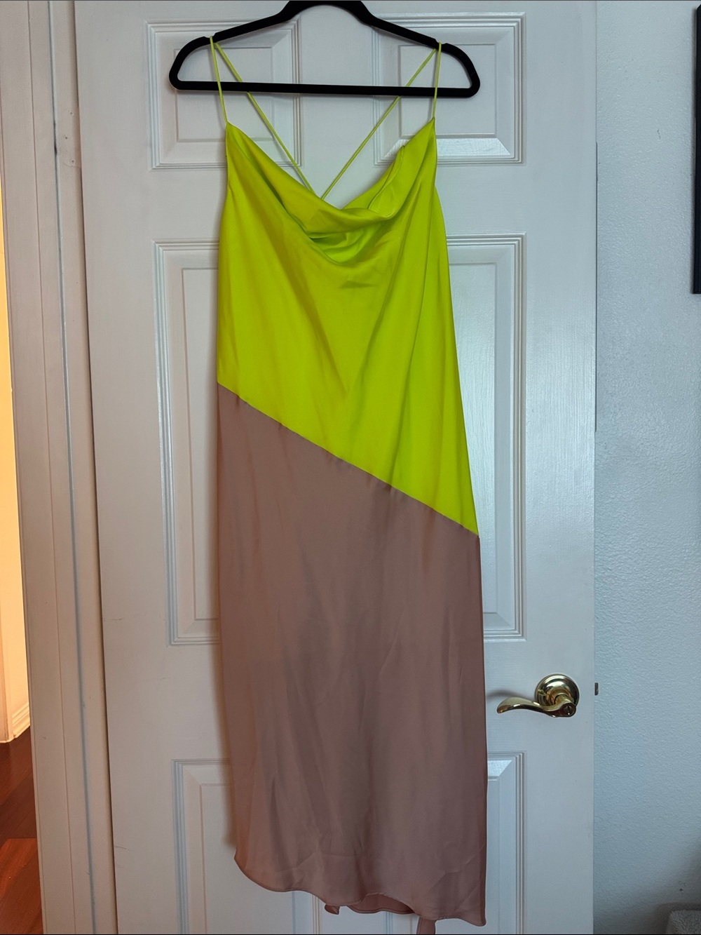 CUSHNIE for TARGET Lime & Taupe Colorblock Slip Dress